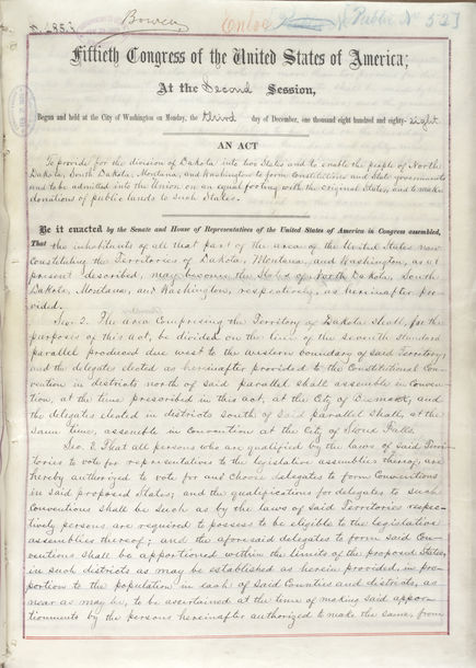 First page of the Enabling Act of 1889